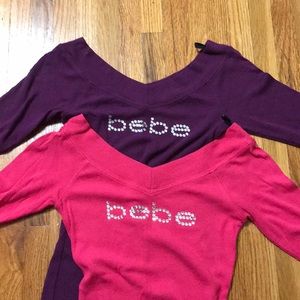 Bebe bundle of 2 long sleeve shirts.